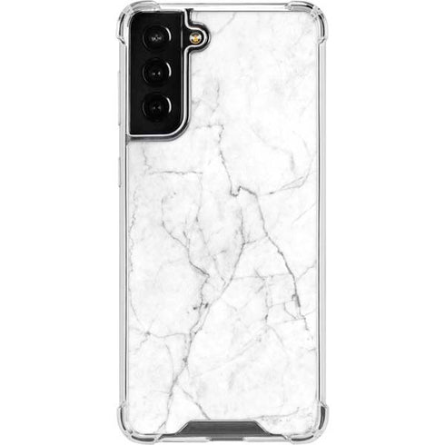 White Marble Galaxy S21 FE Clear Case